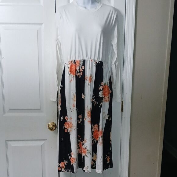 Long sleeve floral print pocket dress  vacation cruise, beach summer  Sz XL NWOT - Picture 1 of 7